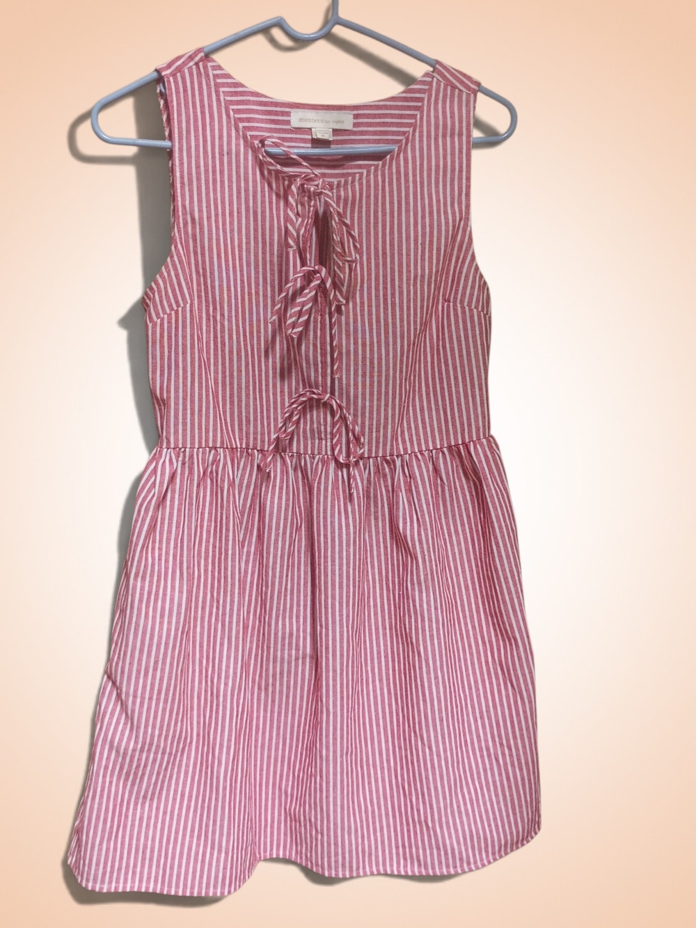 Monteau Pink & White Striped Tie-Front Casual Dress